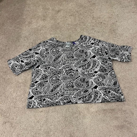 Catherines 3/4 Sleeve Paisley Print Top - Picture 1 of 8